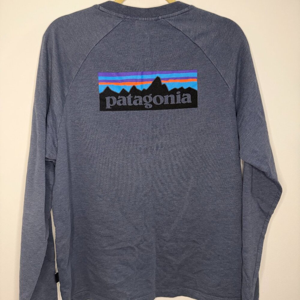 Patagonia P-6 Logo Lightweight Crewneck Sweatshirt Organic Cotton Blue - Large - Picture 6 of 6